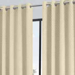 Alan Symonds Temple Velvet Blackout Ring Top Eyelet Curtains Cream 168 x 229cm - thumbnail 2