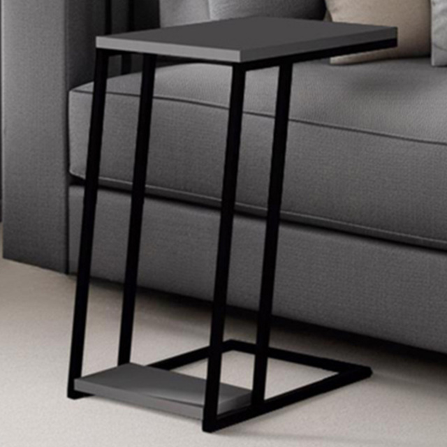 FWStyle Pal Anthracite 2-Tier Metal L Shaped Sofa End Table