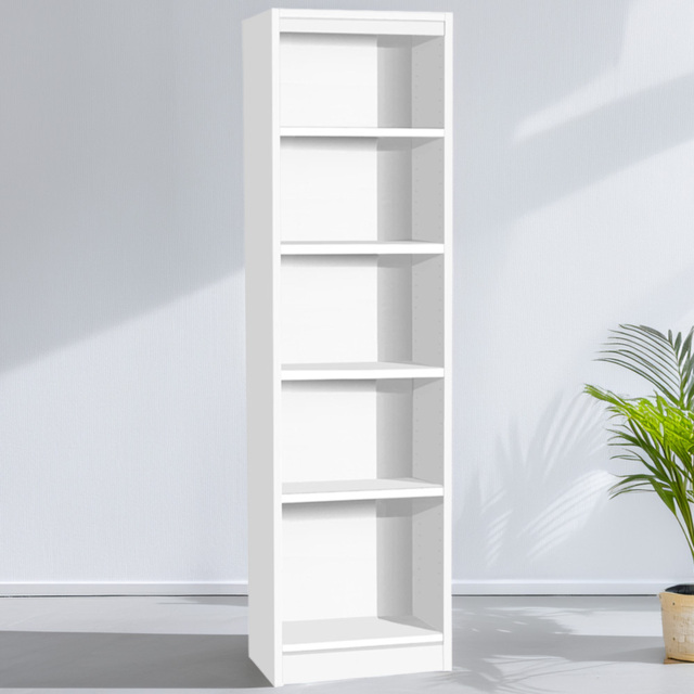 R White Cabinets White 5 Shelf Tall Wide Bookcase - image 1