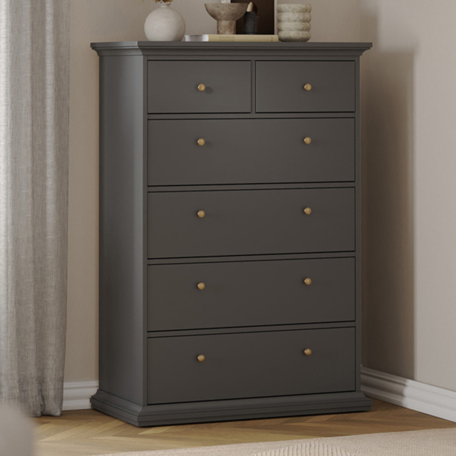 Florence Paris 6 Drawer Matt Grey Chest of Drawers - image 1