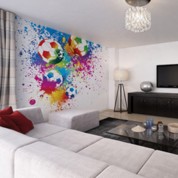 Origin Murals Football Splash Multicolour Wall Mural - thumbnail 1