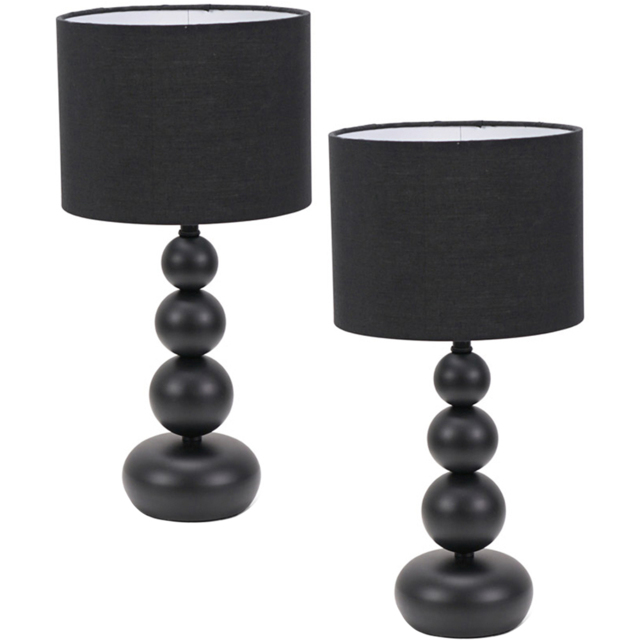 ValueLights Marissa 2 Pack Black Stacked Ball Touch LED Table Lamp - image 1