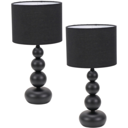 ValueLights Marissa 2 Pack Black Stacked Ball Touch LED Table Lamp - thumbnail 1