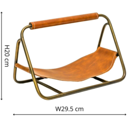 Ivyline Contemporary Hanging Leather Antique Brass Kindling Holder - thumbnail 4