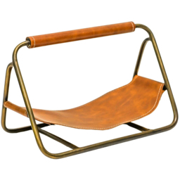 Ivyline Contemporary Hanging Leather Antique Brass Kindling Holder - thumbnail 1
