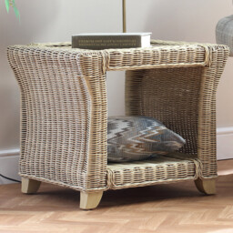 Desser Clifton Natural Rattan Lamp Table with Storage Shelf