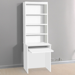 R White Cabinets White Small 4 Shelf Desk with Keyboard Tray - thumbnail 1