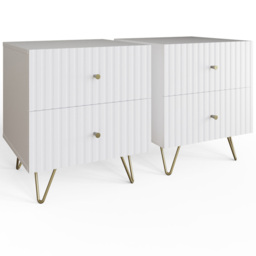 GFW Thalia White 2 Drawer Bedside Table 2 Pack - thumbnail 2