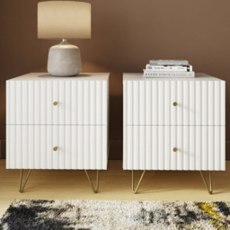 GFW Thalia White 2 Drawer Bedside Table 2 Pack - thumbnail 1