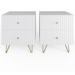 GFW Thalia White 2 Drawer Bedside Table 2 Pack - thumbnail 3