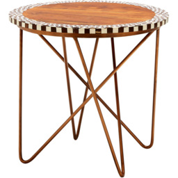 Premier Housewares Artisan Acacia Wood Round Side Table with Mosaic Edge - thumbnail 2