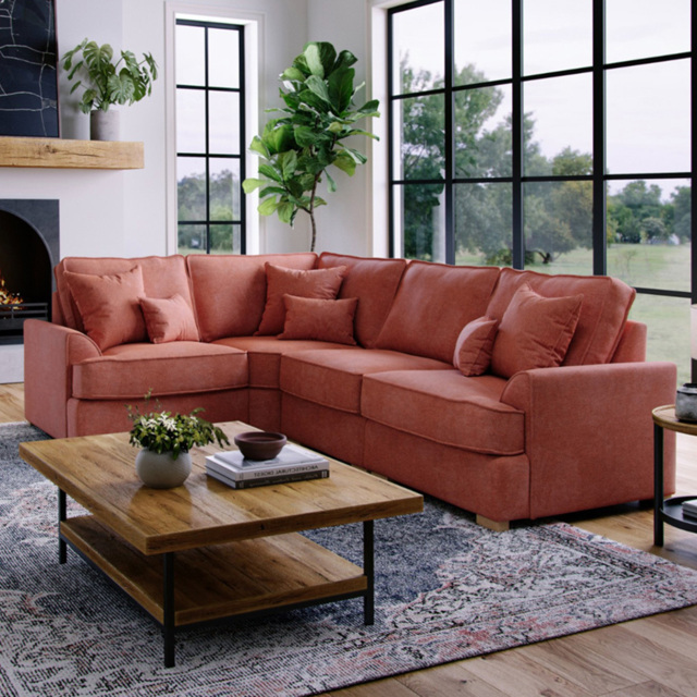 Alba City 5 Seater Ruby Fabric Right Hand Corner Sofa - image 1