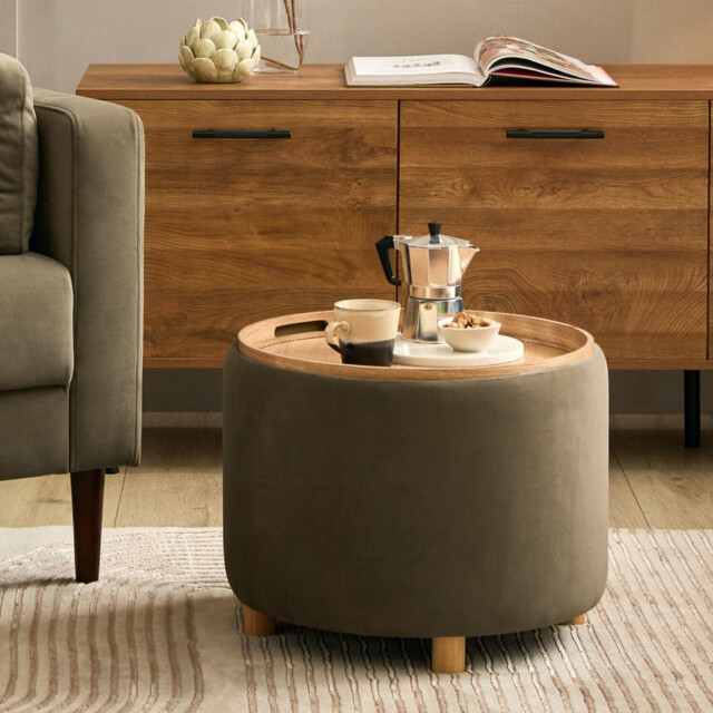 Lottie Storage Tray Ottoman - Olive Green - image 1