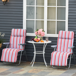 Outsunny Set of 2 Red and White Adjustable Sun Lounger