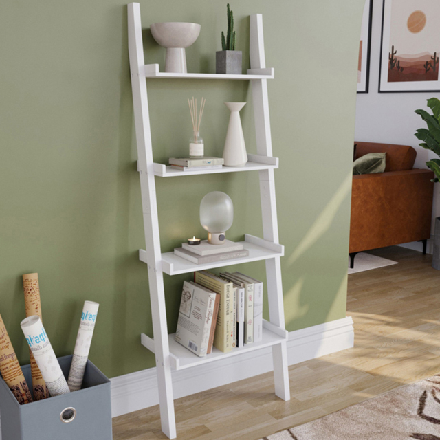 VIDA DESIGNS York 4 Shelf White Ladder Bookcase - image 1