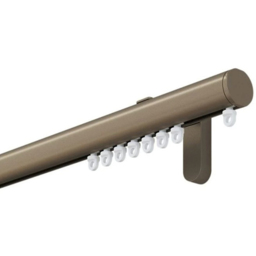New Edge Blinds 200cm Taupe Styleline Gliding Curtain Pole Set with End Cap