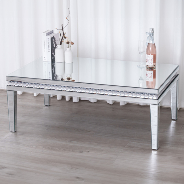 Comfy Living Mirrored Crystal Coffee Table - image 1
