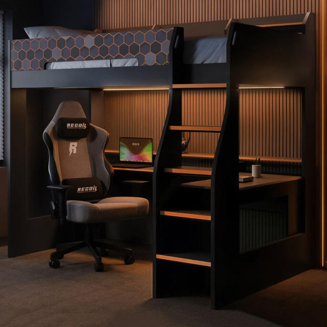 Recoil Ultimate Lumi Charcoal and Orange Small Double High Sleeper with Desk - image 1