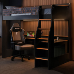 Recoil Ultimate Lumi Charcoal and Orange Small Double High Sleeper with Desk - thumbnail 1