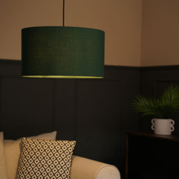 ValueLights Reni Large Forest Green Fabric Drum Shade - thumbnail 2