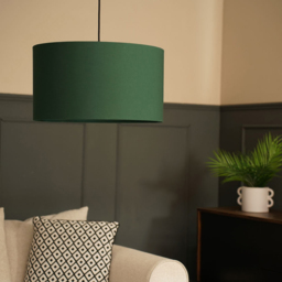 ValueLights Reni Large Forest Green Fabric Drum Shade - thumbnail 3