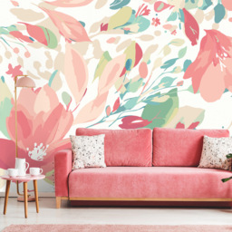 Origin Murals Flowing Flowers Pink Wall Mural - thumbnail 1