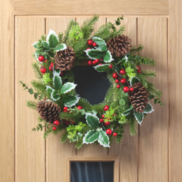 The Christmas Workshop Pinecones and Holly Red Berries Artificial Wreath 45cm - thumbnail 2