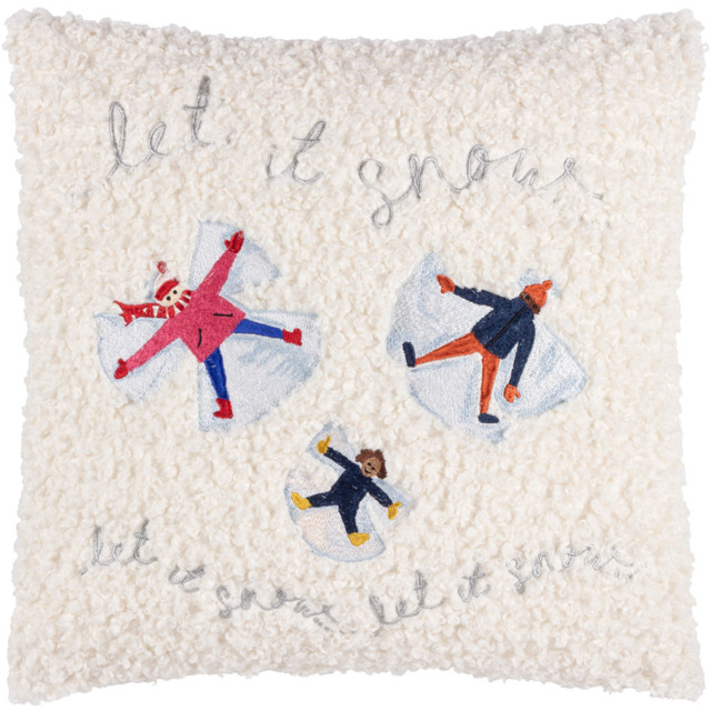 furn. White Snow Christmas Angels Boucle Cushion - image 1