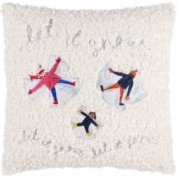 furn. White Snow Christmas Angels Boucle Cushion - thumbnail 1