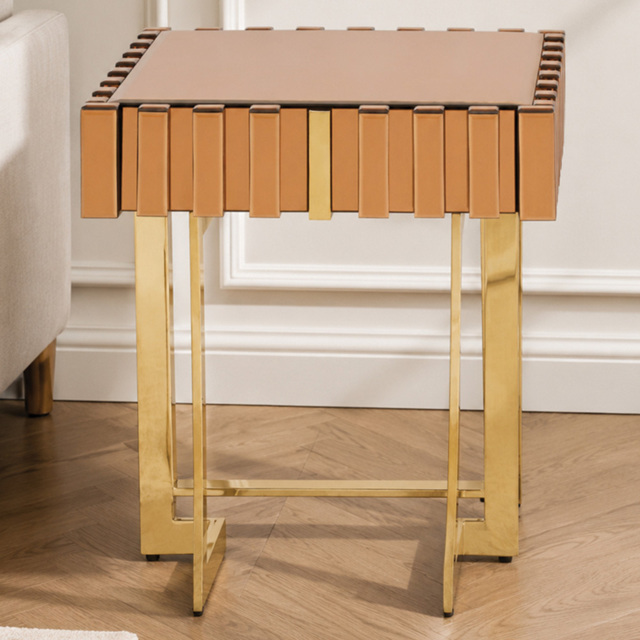 Premier Housewares Rivoli Gold Single Drawer Side Table - image 1