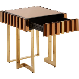 Premier Housewares Rivoli Gold Single Drawer Side Table - thumbnail 2