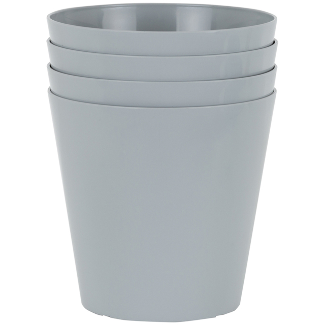 Wham Studio Cool Grey Round Plastic Planter 21cm 4 Pack - image 1