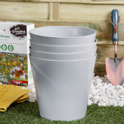 Wham Studio Cool Grey Round Plastic Planter 21cm 4 Pack - thumbnail 2