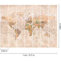 Grandeco World Map Textured Beige Wall Mural - thumbnail 3