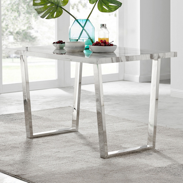 Furniturebox Solo 4 Seater White Marble Dining Table - image 1