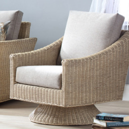 Desser Corsica Natural Rattan Biscuit Fabric Swivel Chair