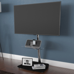AVF Iseo Single Shelf Clear and Black Glass Pedestal TV Unit