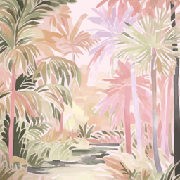 Origin Murals Pretty Palms Pink Wall Mural - thumbnail 2