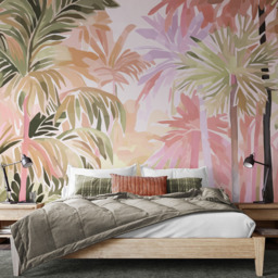 Origin Murals Pretty Palms Pink Wall Mural - thumbnail 1