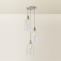 ValueLights Kira Brushed Chrome Glass 3 Drop Cluster Ceiling Pendant Light - thumbnail 2