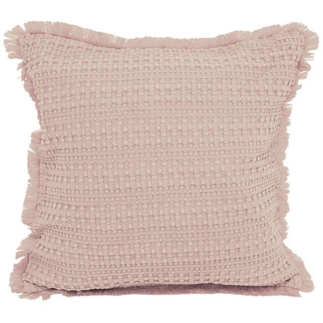 Velosso Waffle Fringed Pink Filled Cushion 43 x 43cm 2 Pack - image 1