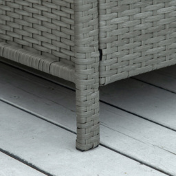 Outsunny 2 Seater Light Grey Rattan Effect Bistro Set with Cushions - thumbnail 3