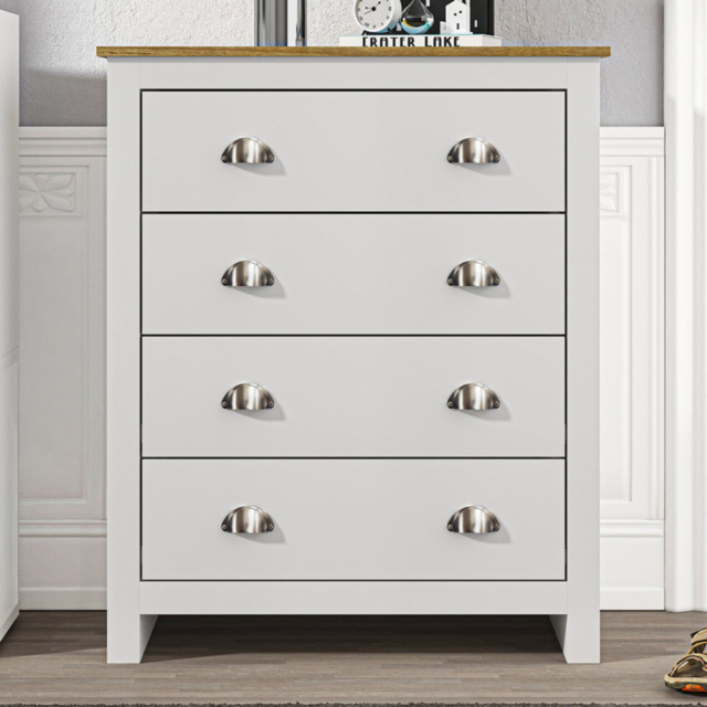 Lexington 4 Drawer White and Oak Chest of Drawers - image 1
