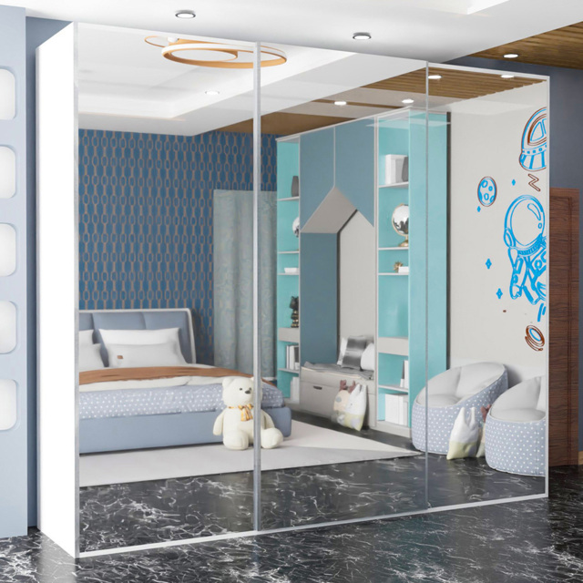 Sliding Wardrobes 4U Etna White 3 Door Full Mirrored Wardrobe - image 1