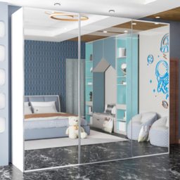 Sliding Wardrobes 4U Etna White 3 Door Full Mirrored Wardrobe - thumbnail 1