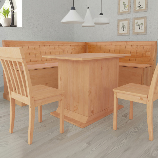 Loft24 Sara 4 Seater Solid Pine Wood L-Shaped Corner Bench - image 1
