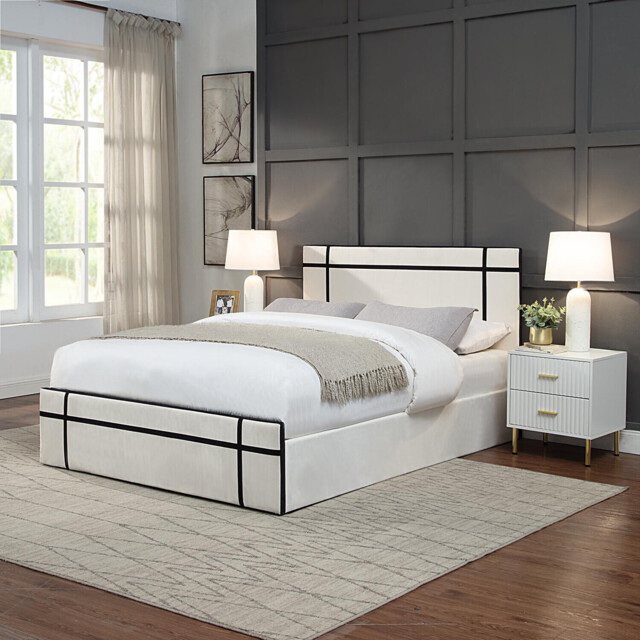 Quinn Double Bed Cream and Black - image 1