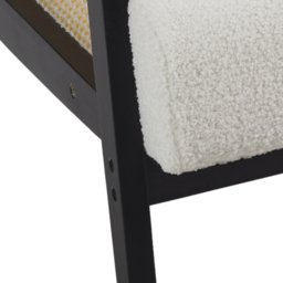Living and Home Mid Century Teddy Fur White Cushion Rattan Armchair - thumbnail 4