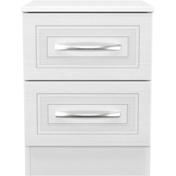 Crowndale Dorset 2 Drawer Signature White Compact Bedside Cabinet Ready Assembled - thumbnail 2