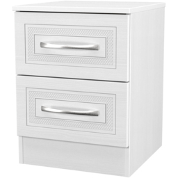 Crowndale Dorset 2 Drawer Signature White Compact Bedside Cabinet Ready Assembled - thumbnail 3
